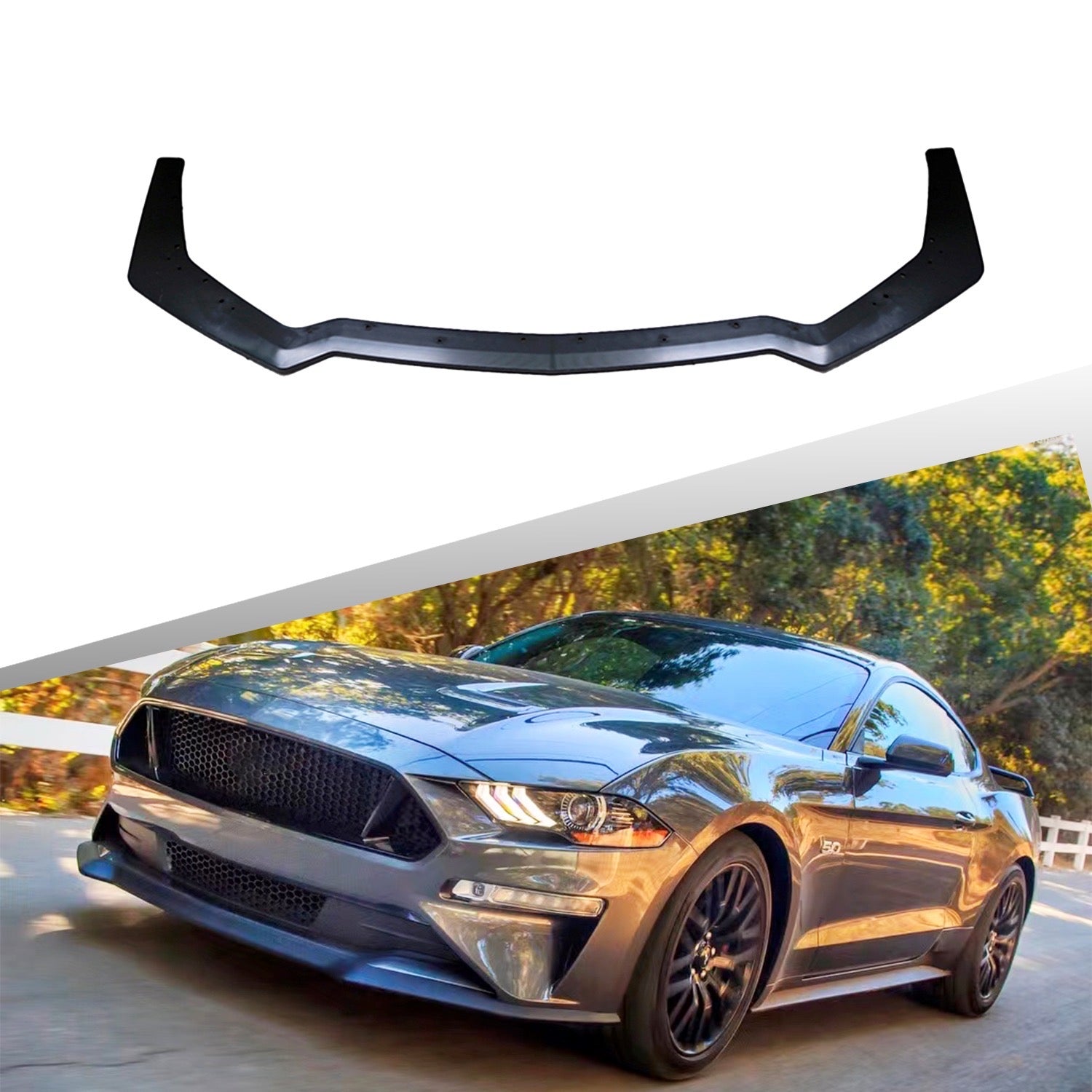 Front Spoiler fits Ford Mustang GT V8 Coupe Convertible 2018 2022 Matte Black 1pcs lip - ONECARWORLD