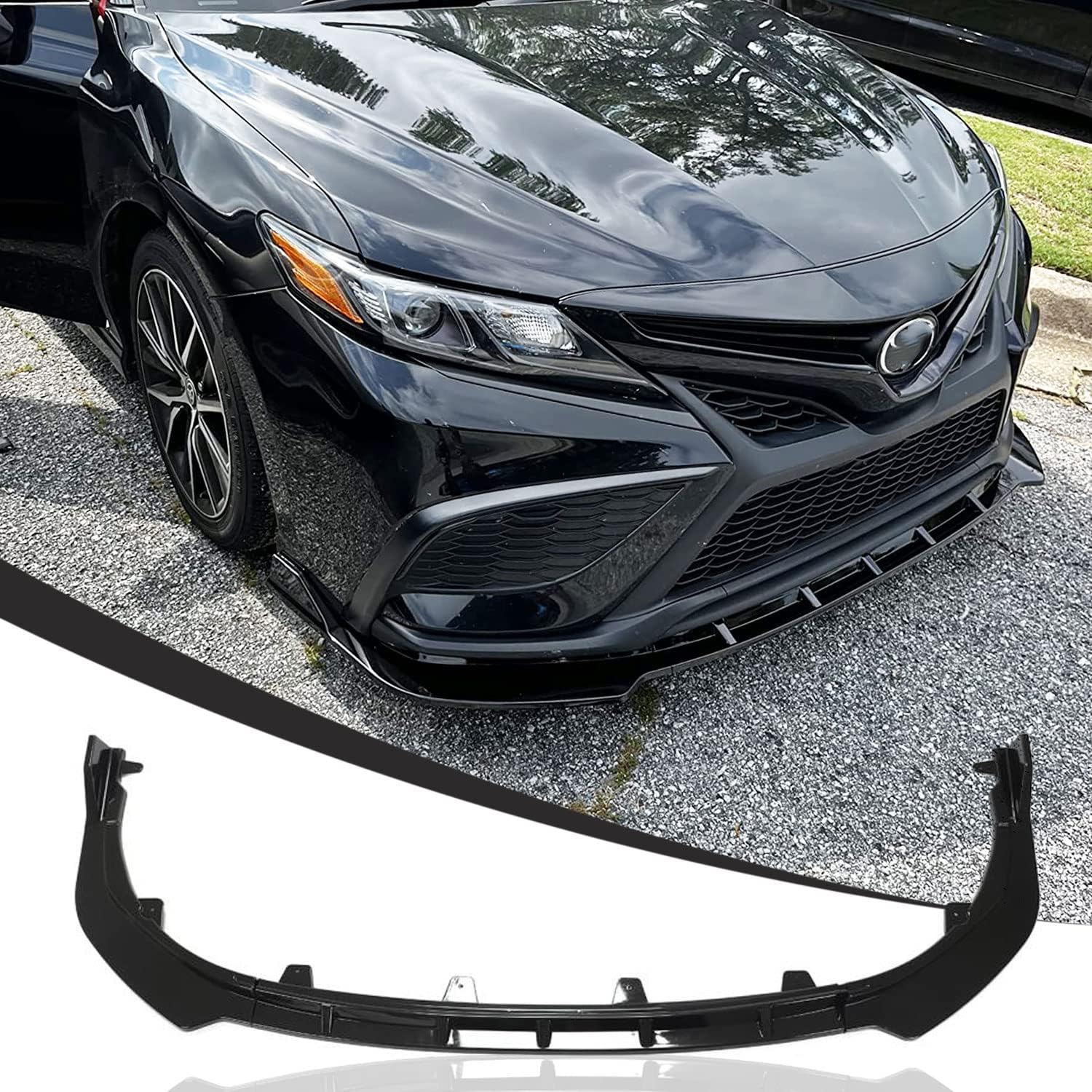 Front Bumper Lip for Toyota Camry Sport Hybrid SE XSE 2021 2022 Front Lip Splitter Air Dam Bumper Protection Spoiler Splitter Gloss Black - ONECARWORLD