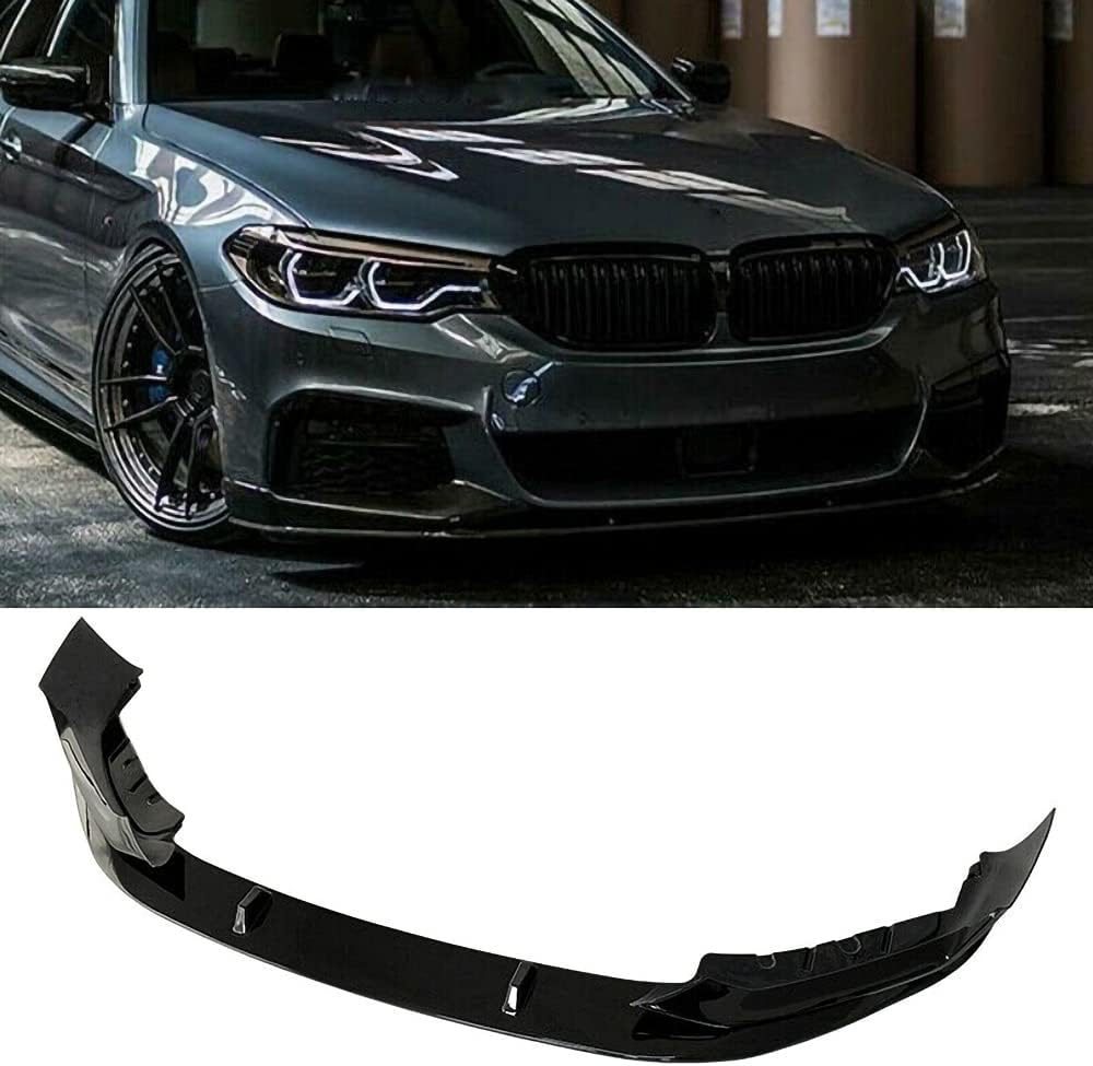 Front Lip Fit For 2021-2023 BMW 5 Series G30 M550i M Sport Gloss Black Front Bumper Splitter - ONECARWORLD