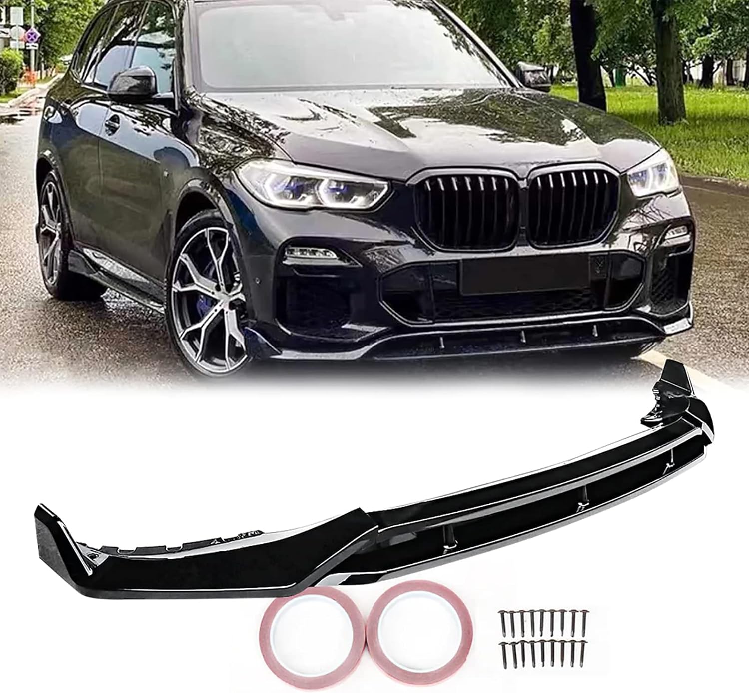 BMW X5 G05 Front Bumper Lip Fit for 2019-2023 BMW G05 X5 M-Sport Gloss Black ABS Front Spoiler Lip Splitter Bumper 4 Pieces - ONECARWORLD