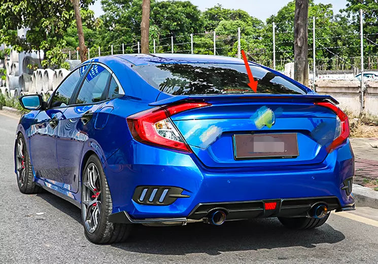 Spoiler Wing for 2016-2021 Honda Civic 4DR Sedan RS with Light Glossy Black - ONECARWORLD