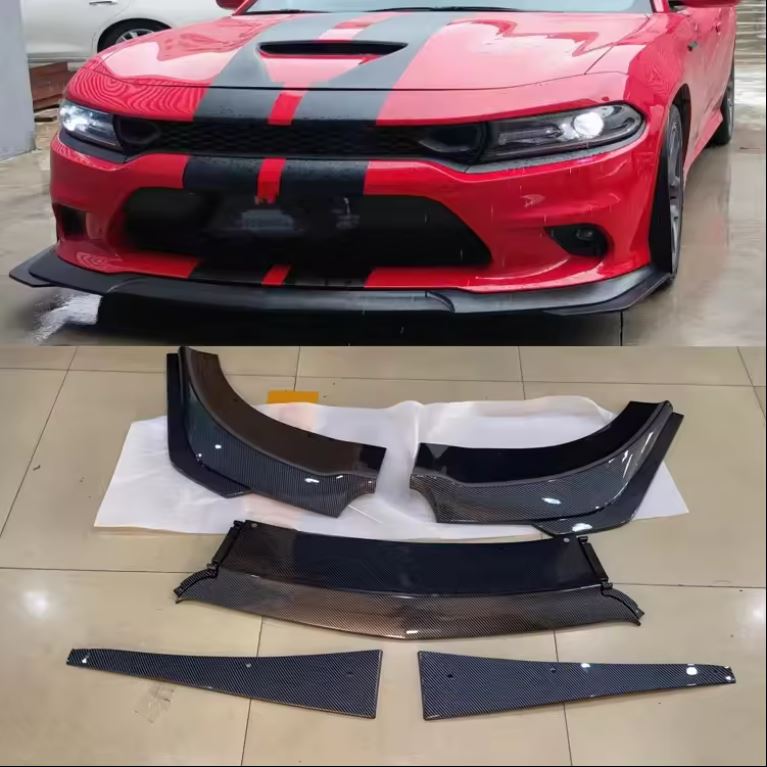 Dodge Charger Front Lip for 2015-2023 SRT, V3 Style Gloss Black PP Front Bumper Lip