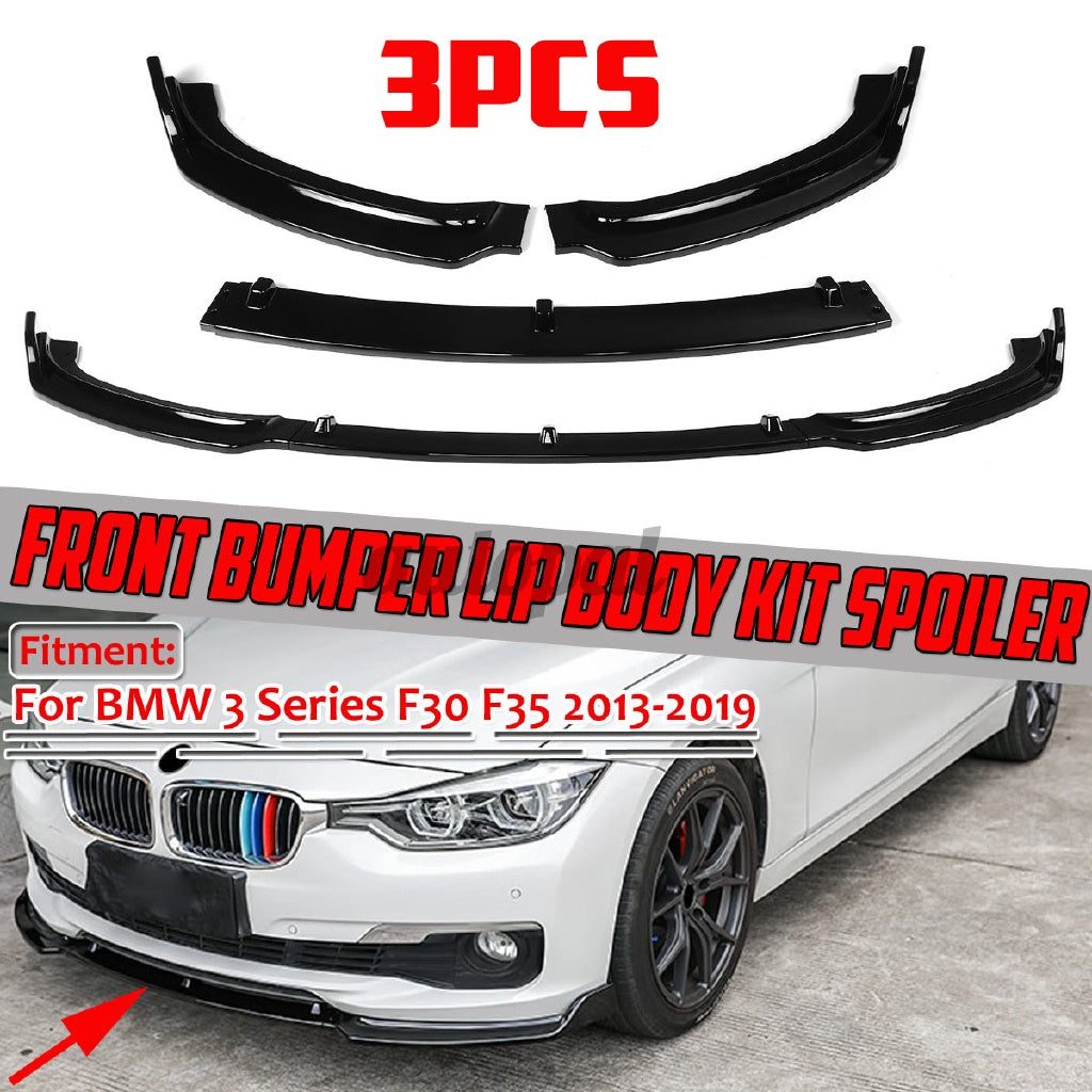 BMW F30 F35 3 Series Base 2013-2018 Front Bumper Lip Splitter Gloss Black (Standard bumpers only) - ONECARWORLD