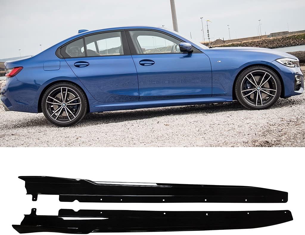 Side Skirts for 2019-2023 BMW G20 G28 3 Series M Sport Gloss Black 3D Racing Style Extension Rocker Panels - ONECARWORLD