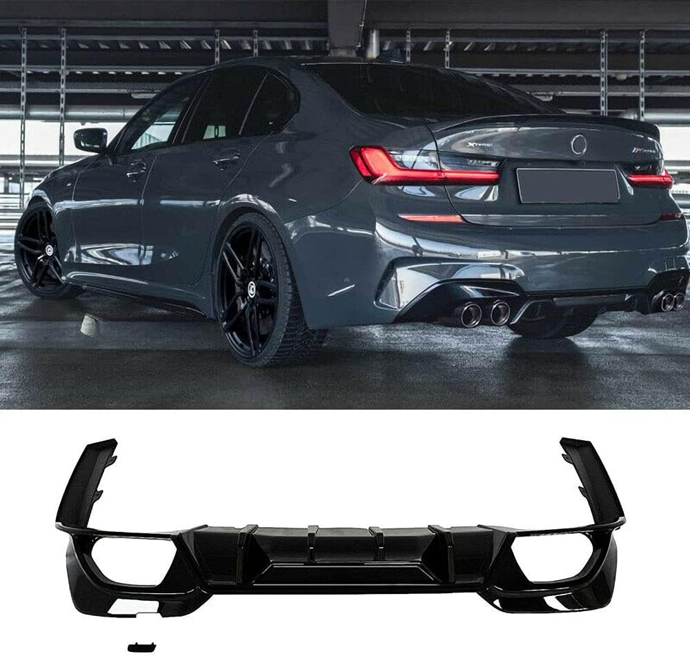 Rear Diffuser Fit for 2019-2023 BMW G20 3 Series M Sport ABS Gloss Black Lower Bumper Splitter Lip - ONECARWORLD