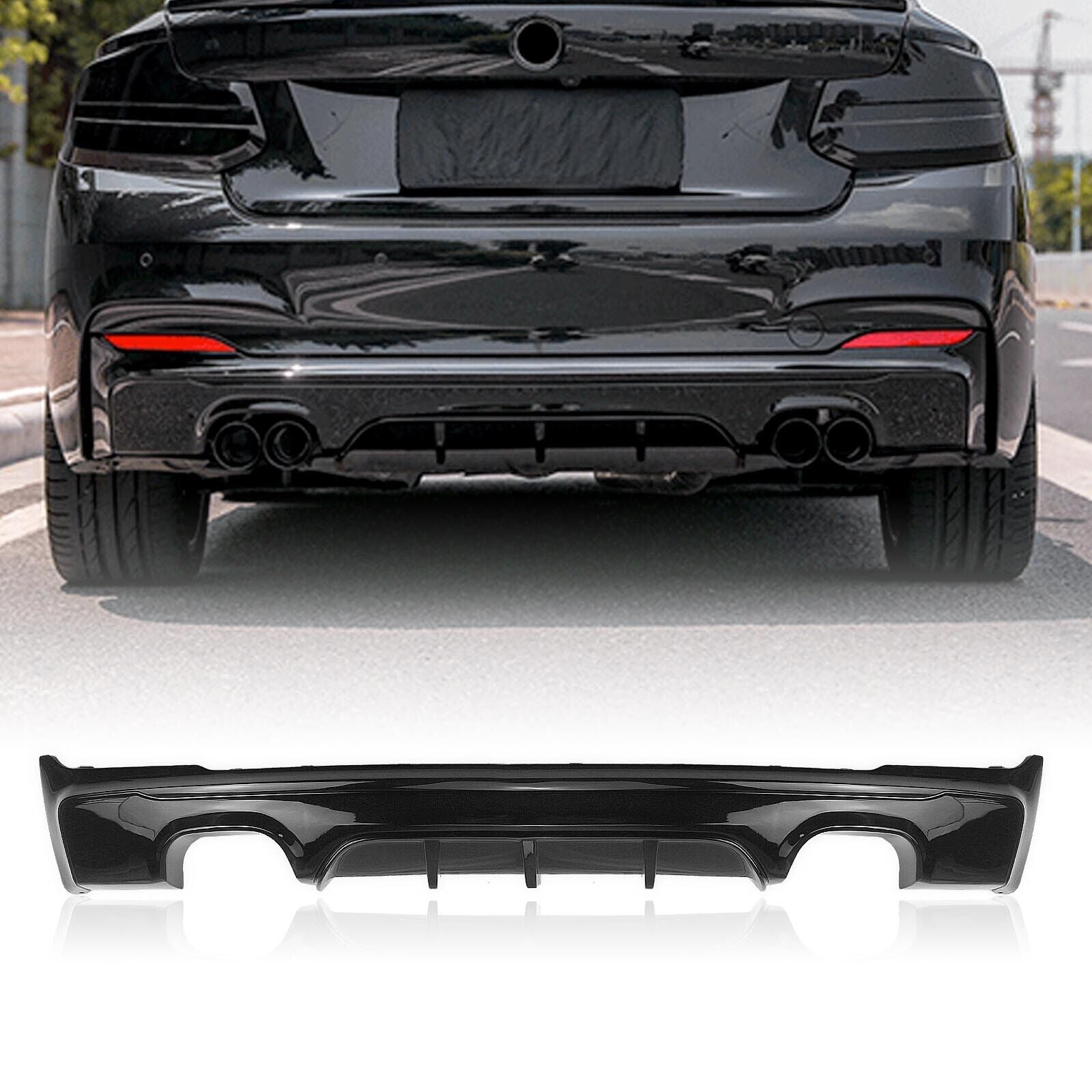 BMW 2 Series F22 F23 M235i M240i 2014-2021  M Sport Rear Diffuser Glossy Black - ONECARWORLD