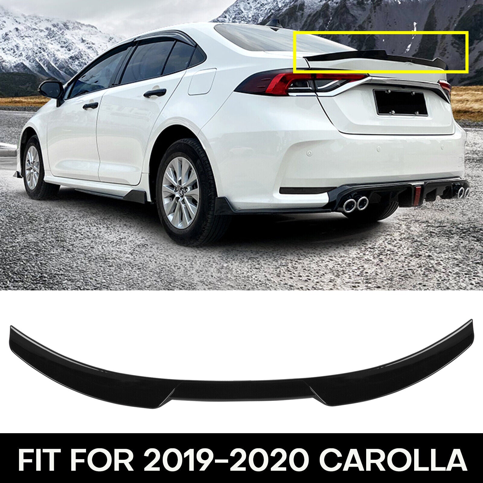 M4 Style Toyota Corolla 2019-2023 4 Door Rear Trunk Spoiler Wing Roof Lip Glossy Black - ONECARWORLD