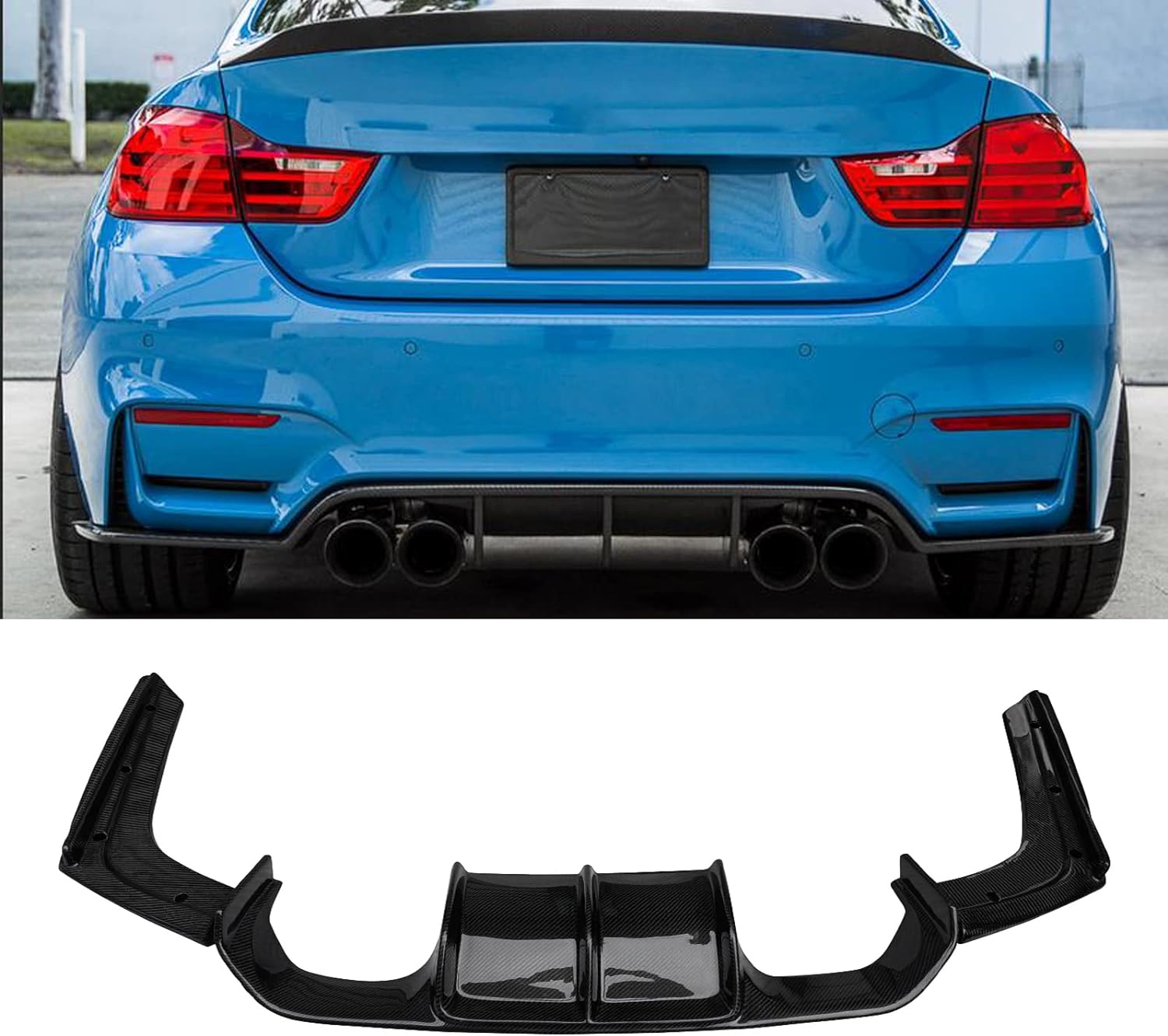 BMW F80 M3 F82 F83 M4 2015-2020 Rear Diffuser with rear lip kit Gloss Black Body Kit - ONECARWORLD