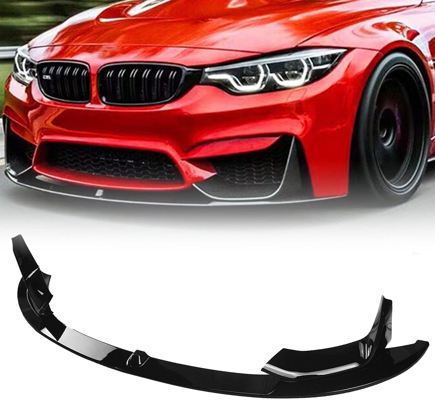 BMW M3 F80 M4 F82 F83 2014-2020 Front Bumper Chin Lip Spoiler Splitter MP Style Gloss Black - ONECARWORLD