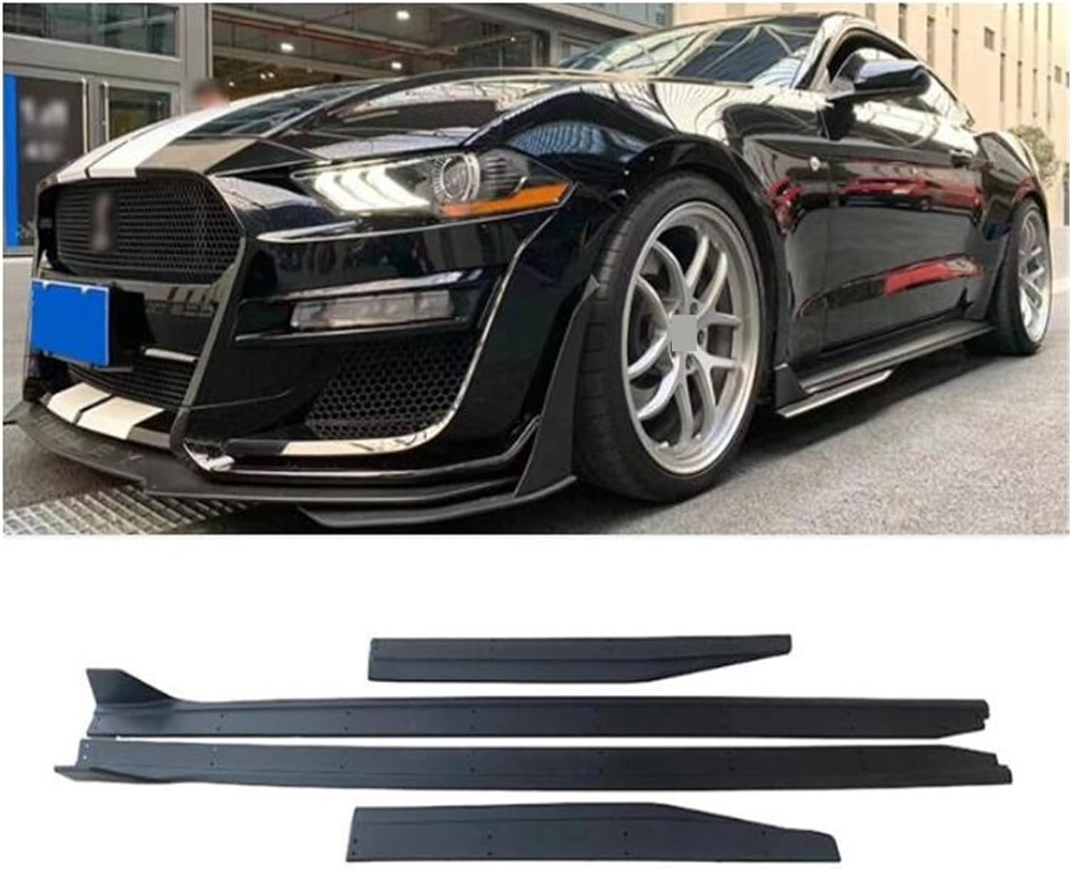 Compatible for Mustang GT500 2015-2023 ABS Glossy Black Side Skirts Aprons Extension Lip Body Kit - ONECARWORLD