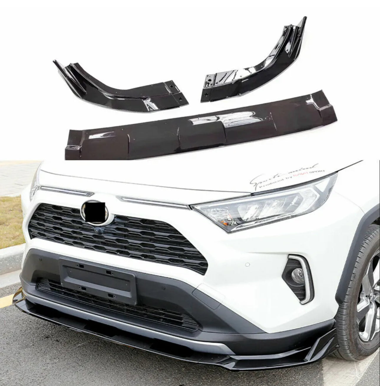 Toyota RAV4 2019-2023 Glossy Black Front Bumper Lip Splitter