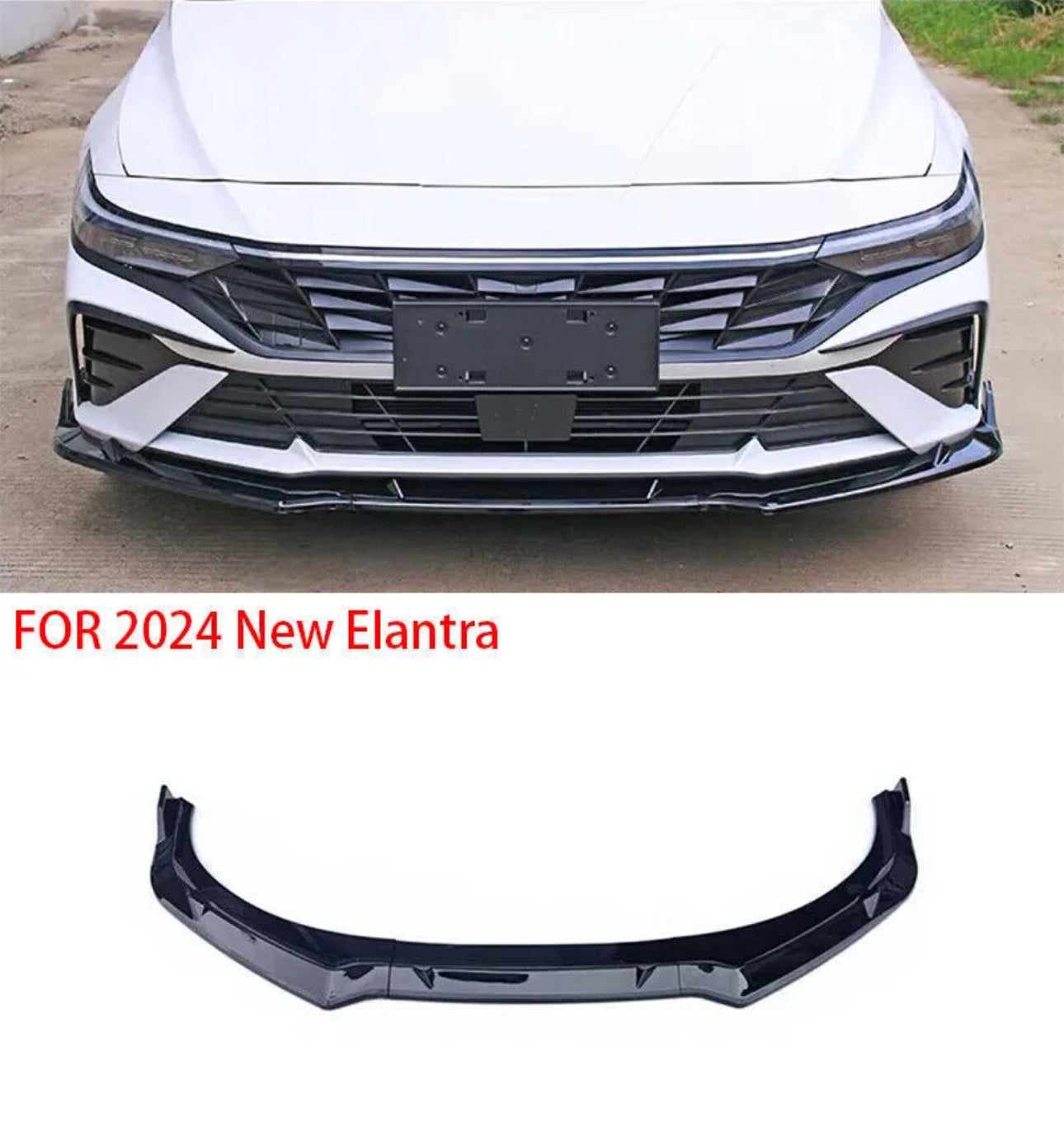 Hyundai Elantra Front Bumper Lip, 2023-2024 Elantra Body Kit, Black ABS Spoiler, 3PCS Front Lip Spoiler, Aerodynamic Car Accessories, Elantra Upgrade, Sporty Car Modifications.