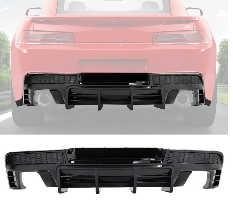 2014-2015 Chevy Camaro Ikon Rear Diffuser Bumper Lip Glossy Black - ONECARWORLD