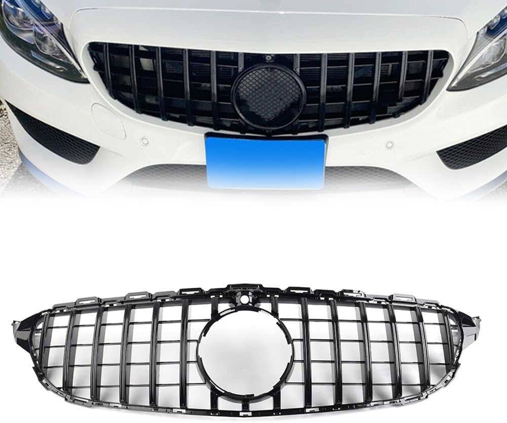 2015-2018 MERCEDES-BENZ C CLASS GT STYLE FRONT GRILLE (BLACK) WITH CAMERA HOLE - ONECARWORLD