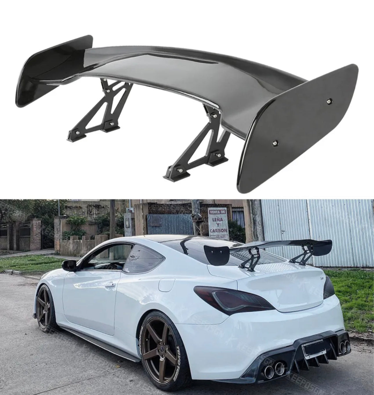 57" UNIVERSAL PAINTED BLACK DRAGON-3 STYLE ABS GT TRUNK ADJUSTABLE SPOILER WING - ONECARWORLD