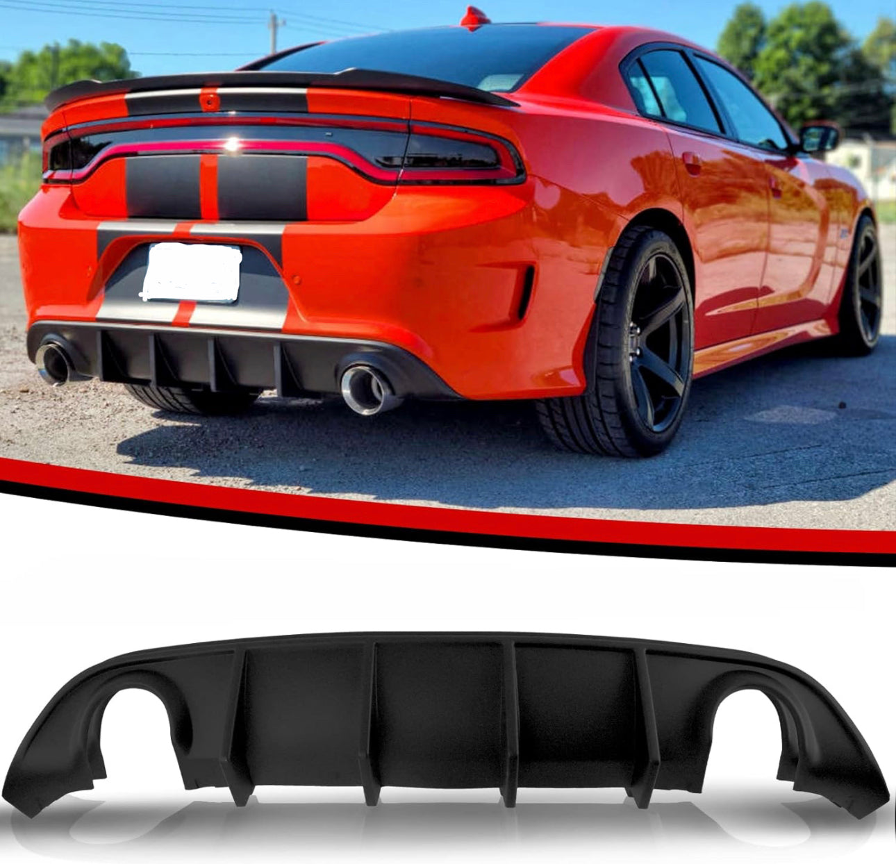 Rear Diffuser for 2015-2020 Charger SRT, RT, Daytona, GT, Scatpack Superbee Rear Lip Bumper PP Valance Diffuser OE Style - ONECARWORLD