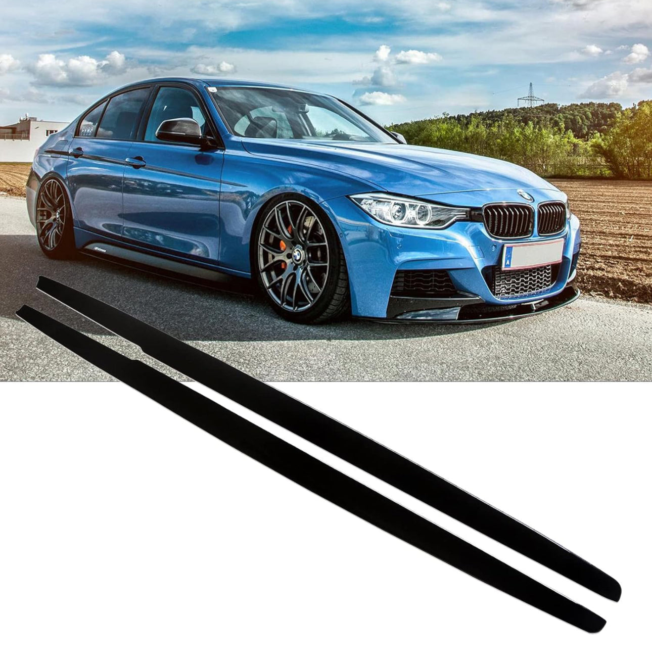 BMW 3-Series F30 F31 2012-2018 Side Skirts For M-Sport Bumper, ABS Painted Gloss Black Side Rocker Panel Extension Lip - ONECARWORLD