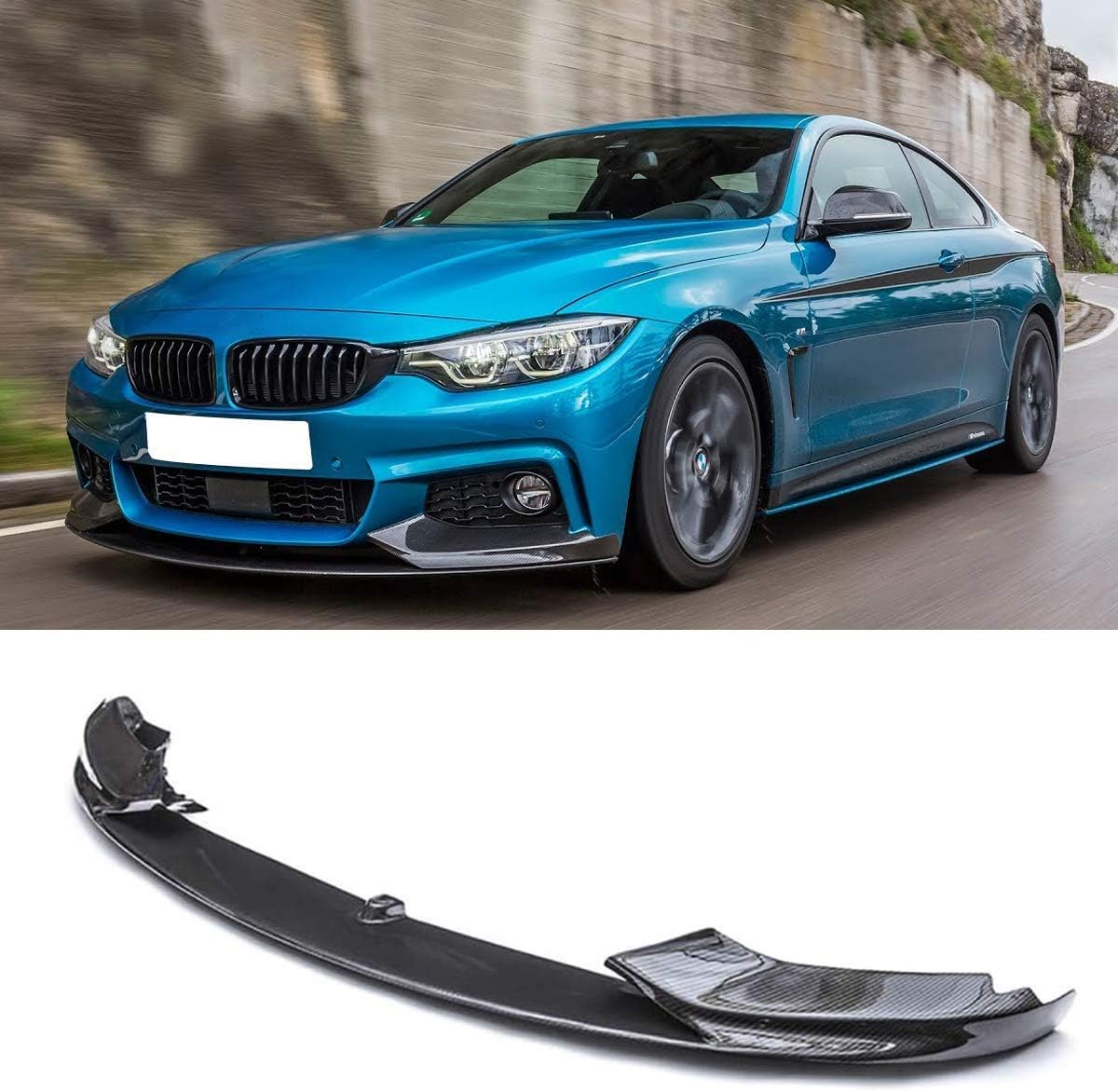 Front Bumper Lip for M Performance Spoiler Splitter Front Bumper Protector Car Bumper Lip Fit for 4 F32 F36 M Sport 2013-2020 Carbon Fiber Look - ONECARWORLD