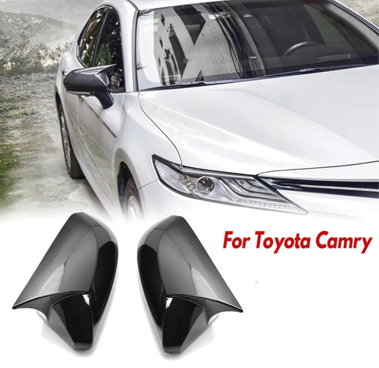 Camry Batman Mirror cover glossy black for 2018-2023 - ONECARWORLD