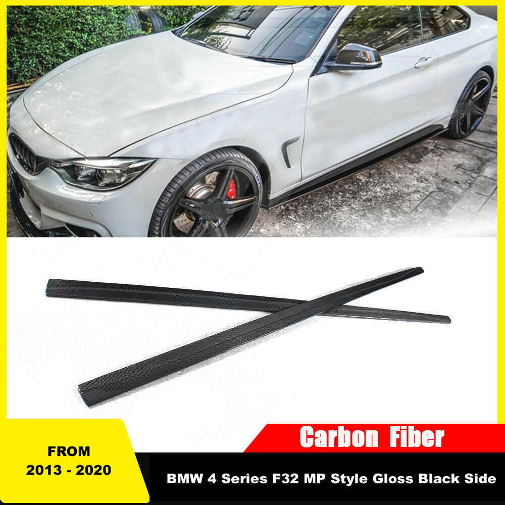 Side Skirts Extensions For BMW F30 F35 M Sport OMS Style 14-2020 Glossy Black - ONECARWORLD