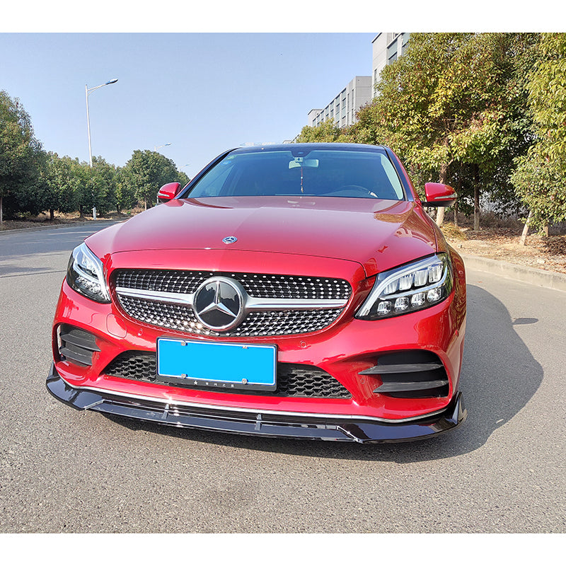 Front lip car exterior accessories front bumper lip spoiler body kits for C class W205 LCI 2019 2022 - ONECARWORLD