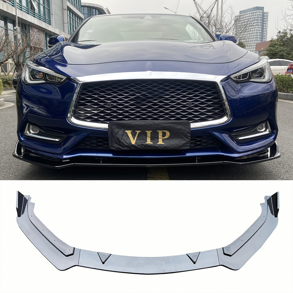 Front bumper lip for INFINITI Q60 2017-2019 Glossy Black - ONECARWORLD