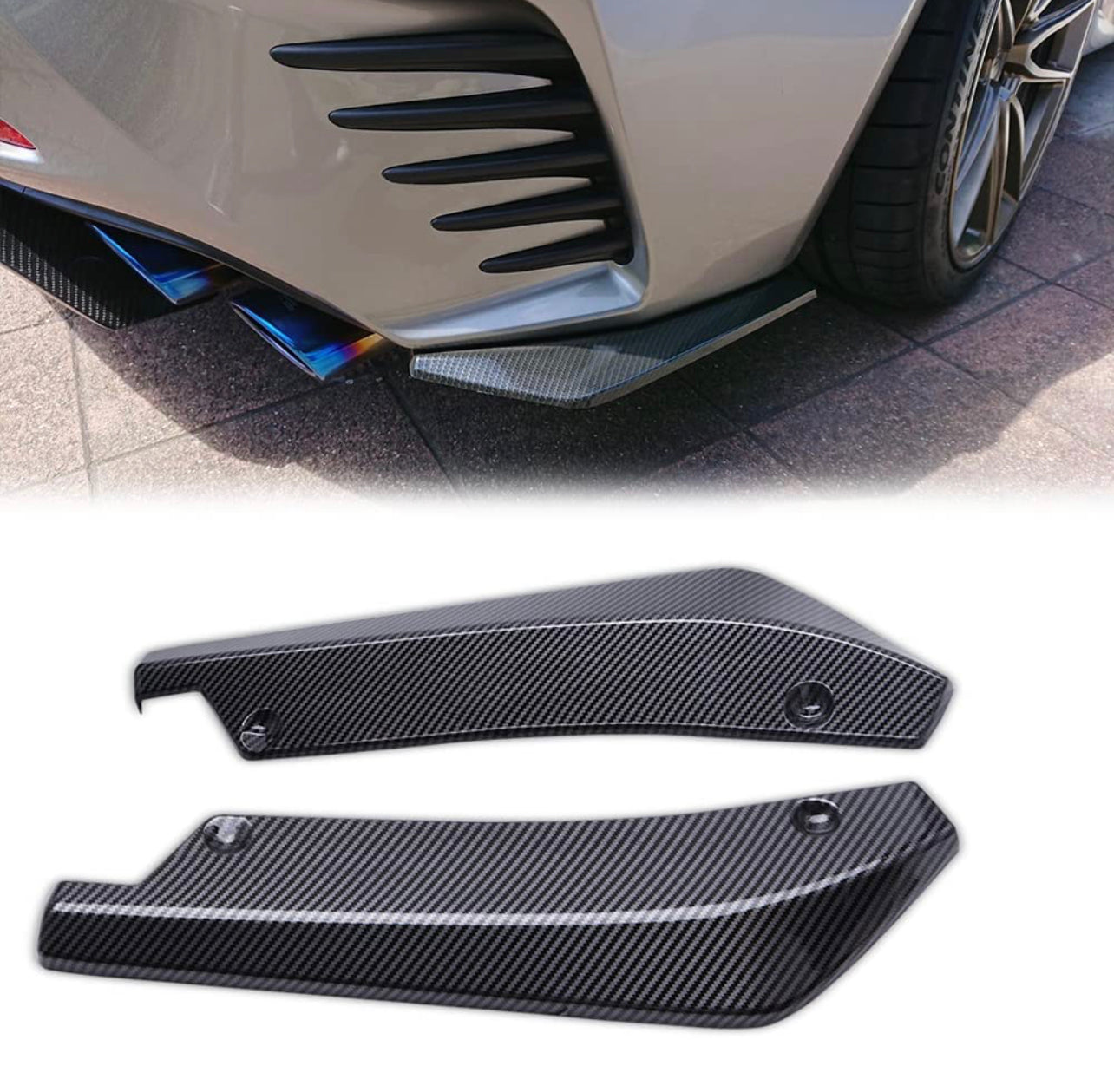 Universal Car Diffuser Rear Bumper Lip Splitters Fins Spoiler Canards Diffuser Side Fin Scratch Mudguards Protector - Carbon Fiber - ONECARWORLD