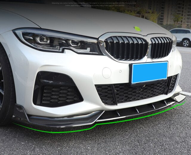 Front Lip for 2019-2022 BMW G20 G28 3 Series M Sport, Painted Gloss Black Front Bumper Spoiler - 3pcs - ONECARWORLD