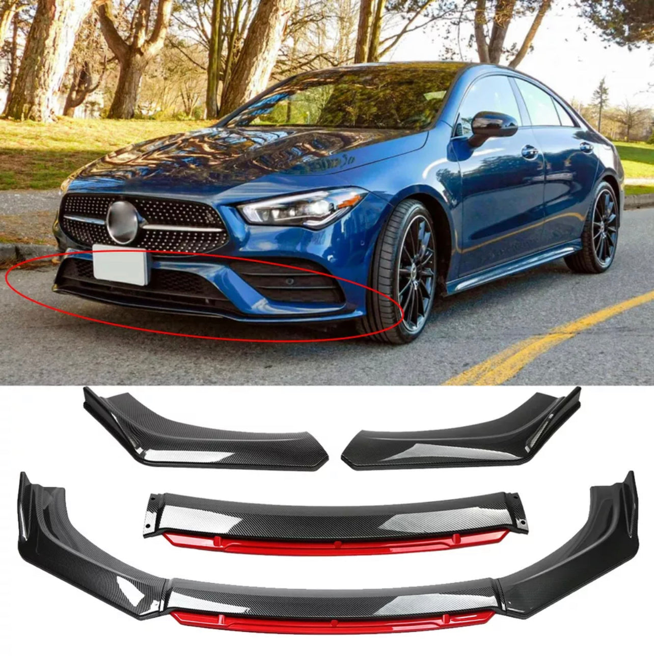 CARBON FIBER FRONT LIP WITH COLOR FOR ALL SEDAN CARS - ONECARWORLD